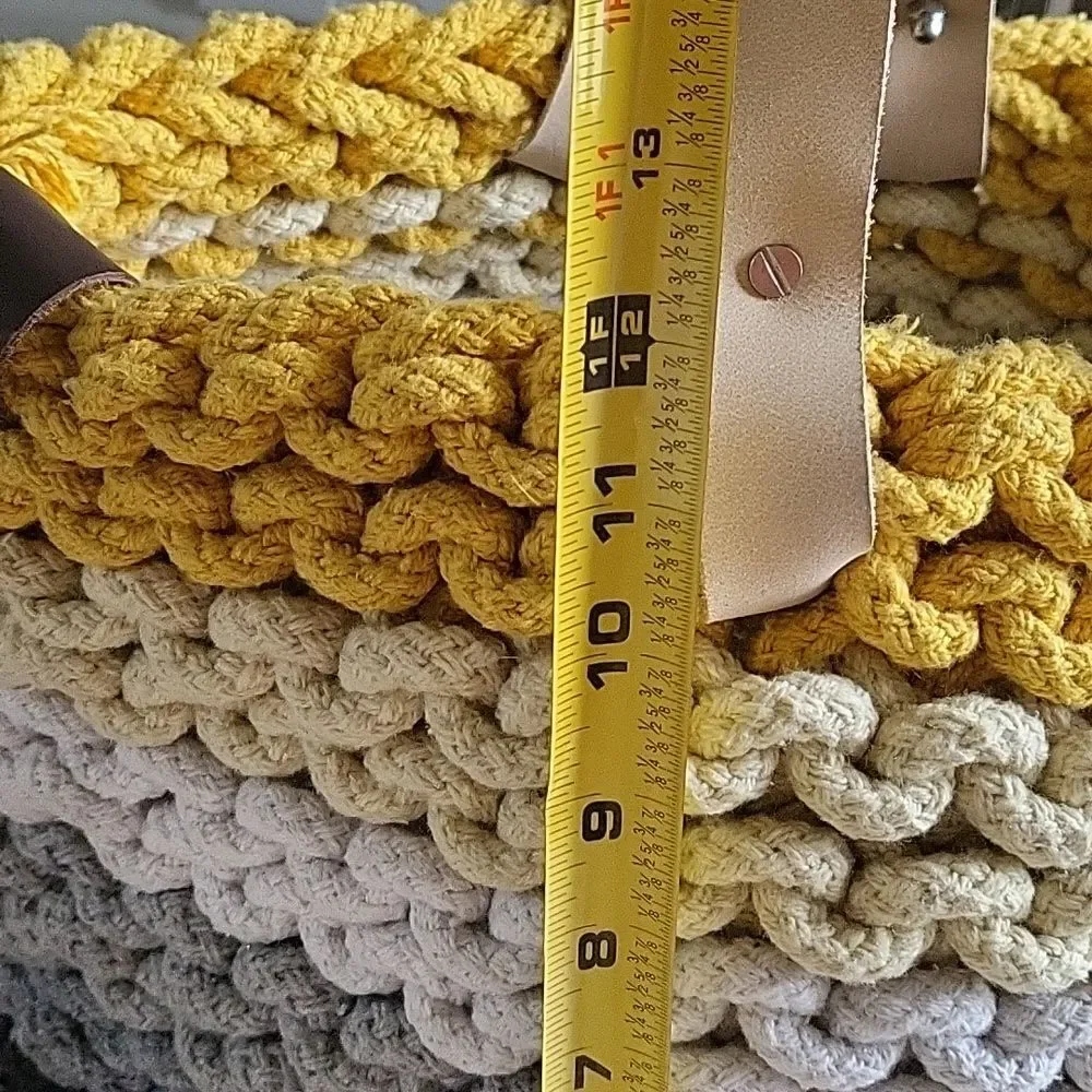 Ugg Rainbow Gradient Thick Rope Basket Yellow Gold Gray Medium Size 12 x 16